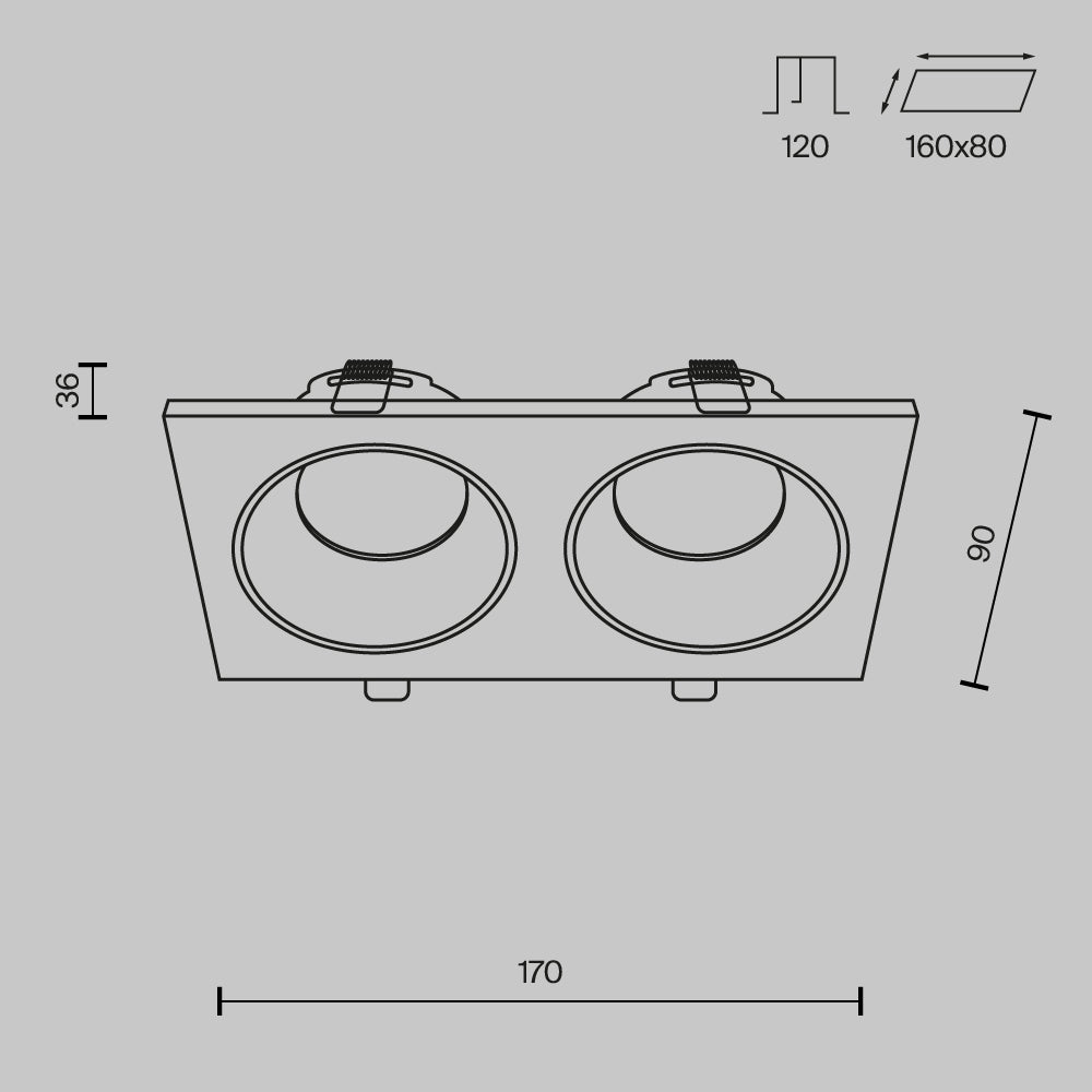 Światło punktowe Technical Zoom IP65 2xGU10 DL033-2-02B | Czarny