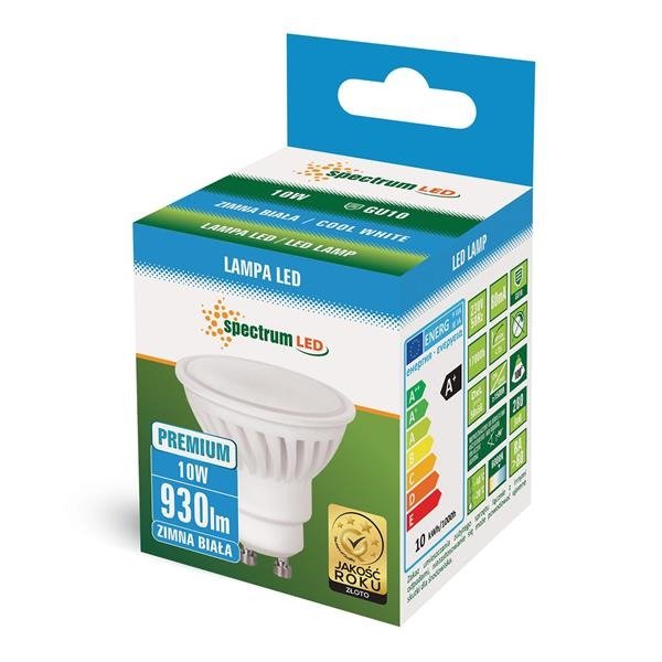 Żarówka LED GU10 230V 10W SMD CW CERAMICZNA PREMIUM zimna