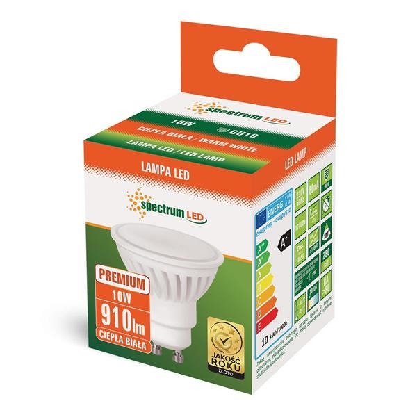 Żarówka LED GU10 230V 10W SMD WW barwa ciepła 3000K premium