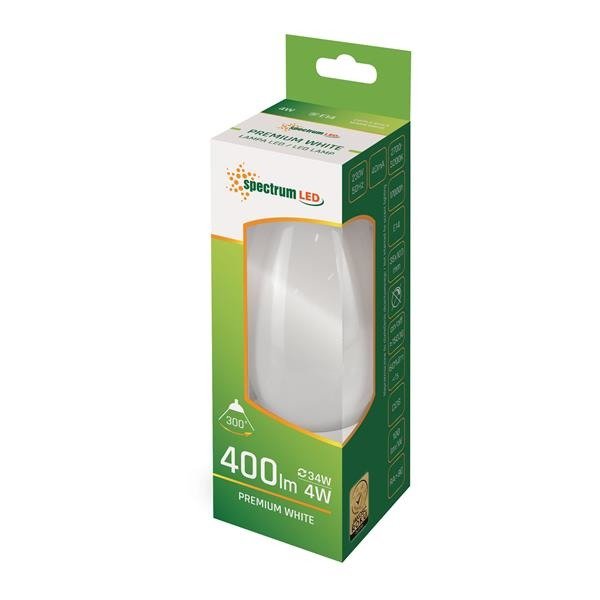 Żarówka LED ŚWIECOWA E14 230V 4W COG WHITE biała ciepła 3000K