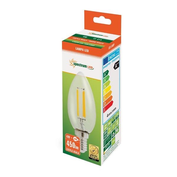 Żarówka LED ŚWIECOWA E14 230V 4W COG szroniona ciepła 3000K