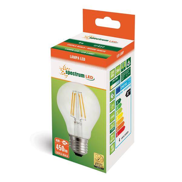 Żarówka filament LED GLS  E27 230V 4W COG CLEAR ciepła 3000K