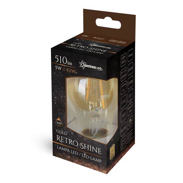 Żarówka filament LED GLS E27 230V 5W COG RETROSHINE ciepła 3000K