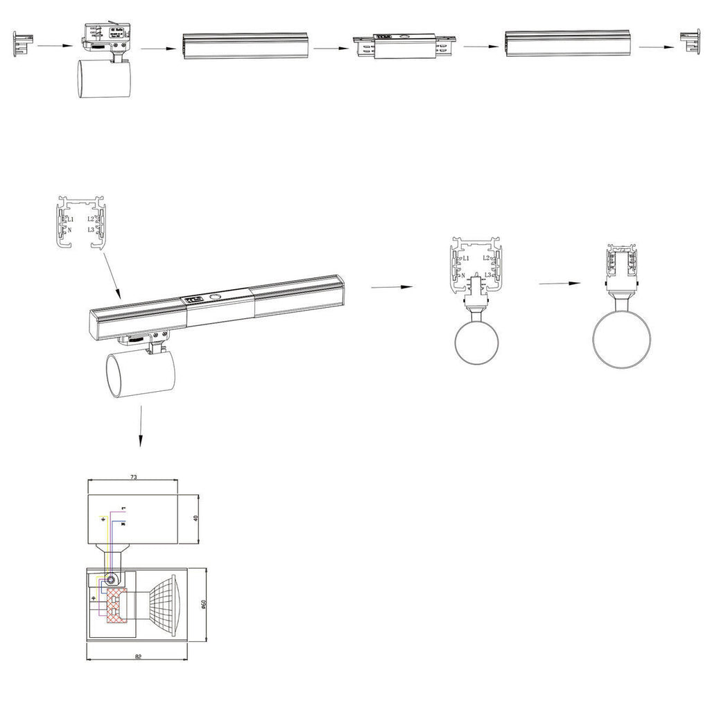 Zestaw szynoprzewodu Snow SET 3F, biały, 4x50W GU10