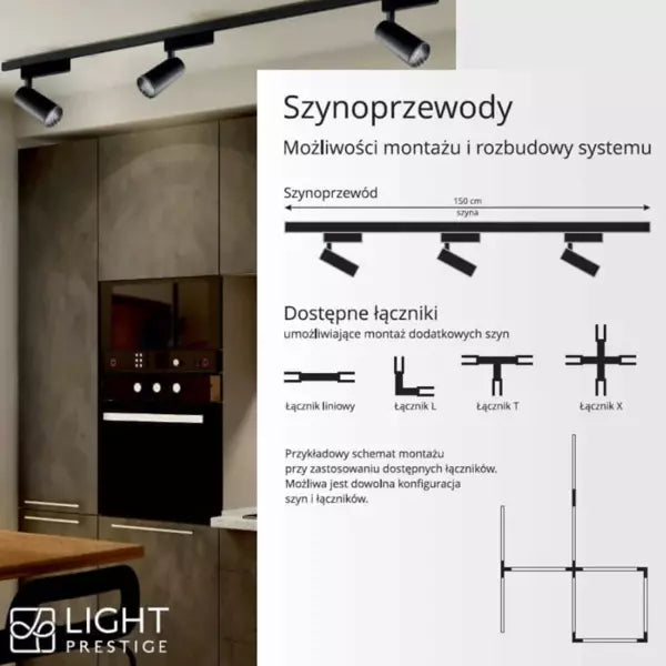 Zestaw szynoprzewodu jednofazowego LEON, biały, 3x7W LED, barwa ciepła 3000K