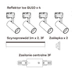 Zestaw szynoprzewodu trójfazowego ICE SET, czarny, 4x50W GU10