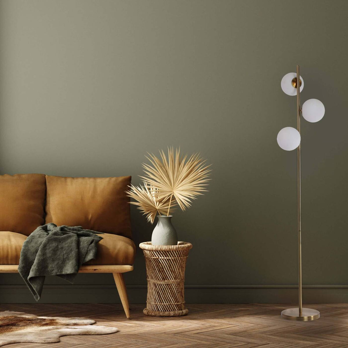 Złota lampa Dorado podłogowa 3 kule