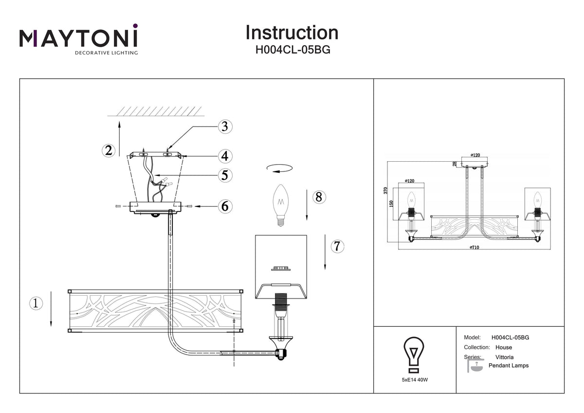 Żyrandol Maytoni Vittoria IP20 5xE14 H004CL-05BG | Złoto